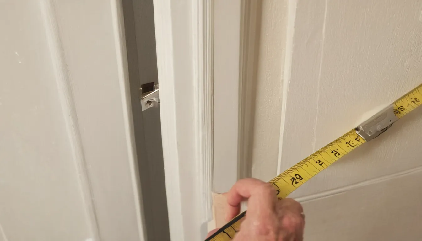 Homeowner measuring a bathroom doorway before a project
